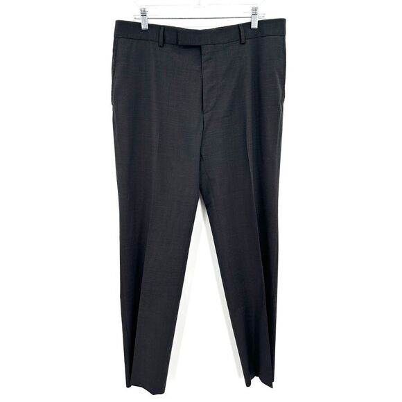 HUGO BOSS Men's 100% Wool Charcoal Gray Straight Leg Trouser Dress Pants Size 36 - Picture 1 of 8